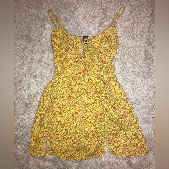 Yellow Floral Mini Dress - Picture 2 of 7